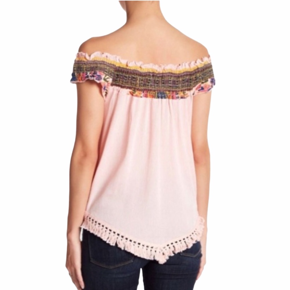 new Meghan LA  ꕥ Kingston Print Fringe Top ꕥ Pink - Picture 2 of 13